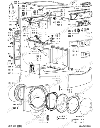 Схема №1 712 WT/WT с изображением Запчасть для стиральной машины Whirlpool 481221479632