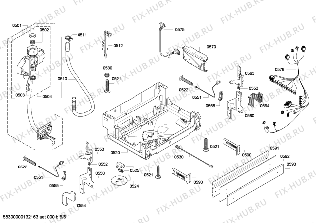 Схема №5 SMU53T18SK с изображением Передняя панель для посудомойки Bosch 00700806