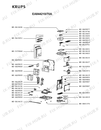 Взрыв-схема кофеварки (кофемашины) Krups EA844210/70A - Схема узла OP004657.2P1