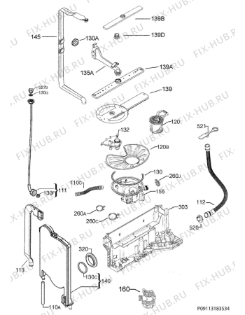 Взрыв-схема посудомоечной машины Electrolux ESF7690ROW - Схема узла Hydraulic System 272