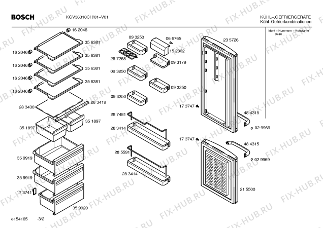 Взрыв-схема холодильника Bosch KGV36310CH - Схема узла 02