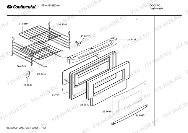 Взрыв-схема плиты (духовки) Continental FSK44T43ED - Схема узла 02