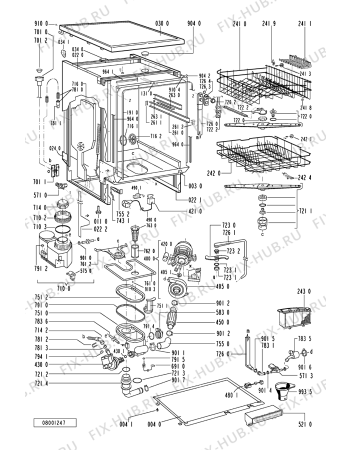 Схема №1 ADP 905 WHM с изображением Панель для электропосудомоечной машины Whirlpool 481245370531
