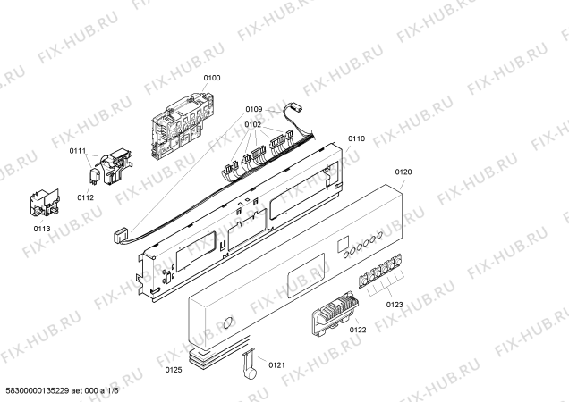 Схема №6 SGI45M92EU с изображением Передняя панель для электропосудомоечной машины Bosch 00662109