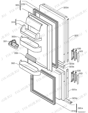 Взрыв-схема холодильника Electrolux ER8363B - Схема узла Door 003