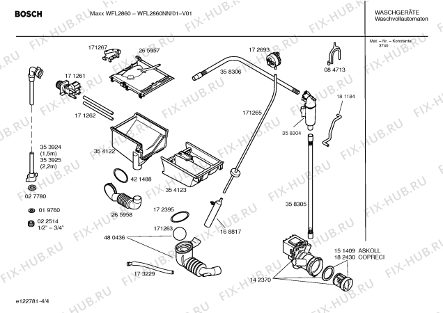 Схема №3 WFL2860NN Maxx WFL2860 с изображением Инструкция по установке и эксплуатации для стиральной машины Bosch 00591479