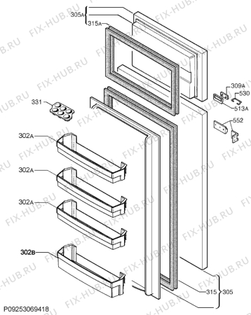 Взрыв-схема холодильника Aeg SDB41411AS - Схема узла Door 003