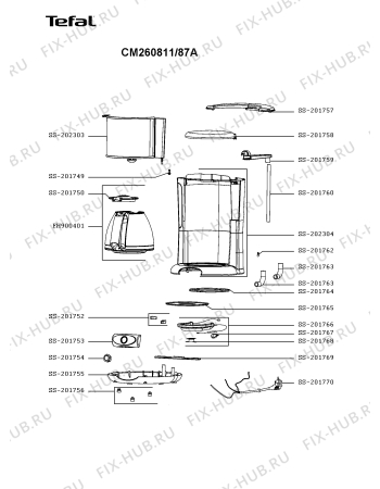 Схема №1 CM260812/87B с изображением Корпусная деталь для электрокофеварки Tefal SS-202304