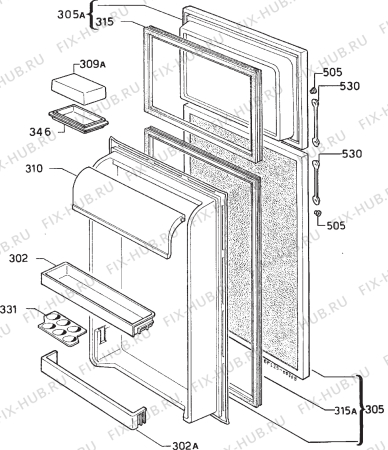 Взрыв-схема холодильника Zanussi Z1200/2D - Схема узла Door 003