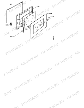 Взрыв-схема плиты (духовки) Zanussi BMX541 - Схема узла Door 003