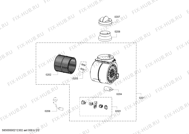 Взрыв-схема вытяжки Bosch DWK09G660 Bosch - Схема узла 02