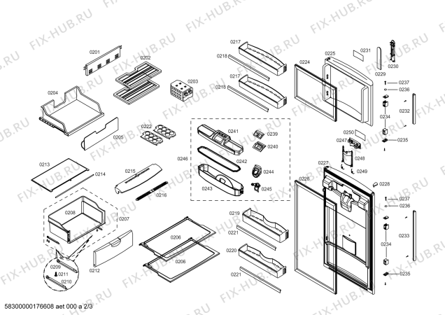 Взрыв-схема холодильника Bosch KDN42BL312 REFRIGERADOR BOSCH ECO-TT423 IXL 220V/50HZ (CHILE) - Схема узла 02