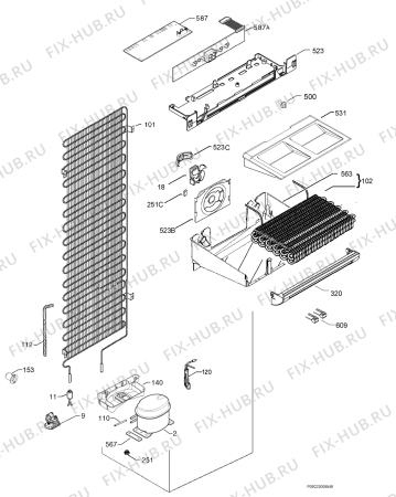 Взрыв-схема холодильника Aeg Electrolux AN91050-4I - Схема узла Cooling system 017