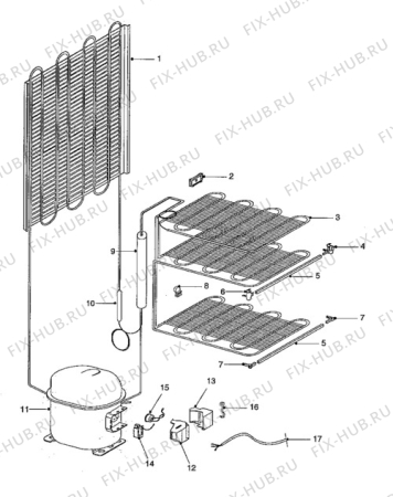 Взрыв-схема холодильника Zanussi ZVC90T - Схема узла Cooling system 017