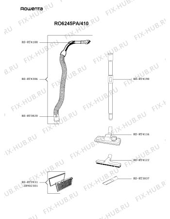 Взрыв-схема пылесоса Rowenta RO6245PA/410 - Схема узла FP004998.3P2
