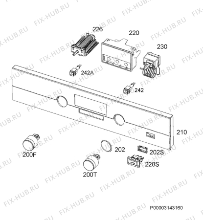 Взрыв-схема плиты (духовки) Aeg BD431C - Схема узла Command panel 037