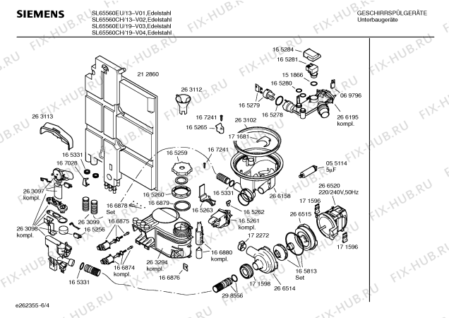 Взрыв-схема посудомоечной машины Siemens SL65560CH - Схема узла 04