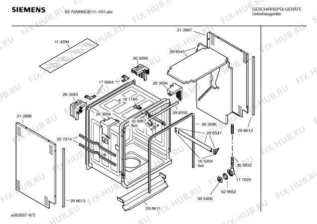 Взрыв-схема посудомоечной машины Siemens SE70A890GB - Схема узла 03