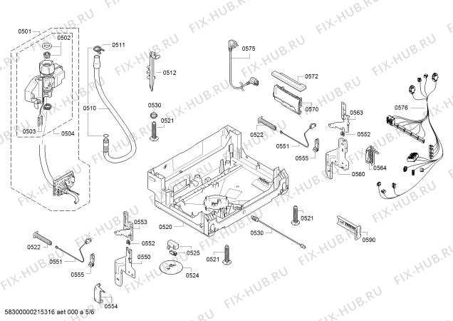 Взрыв-схема посудомоечной машины Bosch SMI69N66EU, SuperSilence - tp3 - Схема узла 05