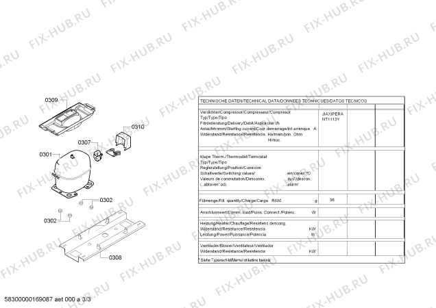 Взрыв-схема холодильника Bosch KGV36XW31V Bosch - Схема узла 03