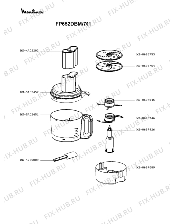 Взрыв-схема кухонного комбайна Moulinex FP652DBM/701 - Схема узла KP003821.6P2