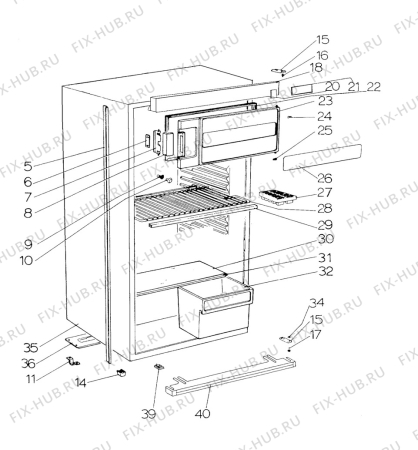 Взрыв-схема холодильника Electrolux RW632A - Схема узла C10 Cabinet/Interior