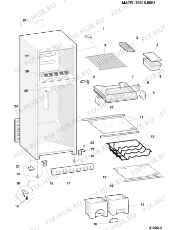 Схема №3 XRC45NF (F025261) с изображением Часть корпуса для холодильника Indesit C00084725