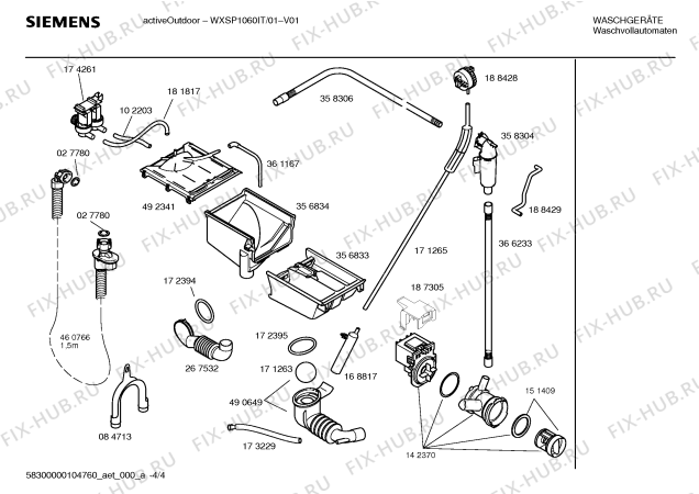 Взрыв-схема стиральной машины Siemens WXSP1060IT SIEMENS activeOutdoor 1060 - Схема узла 04