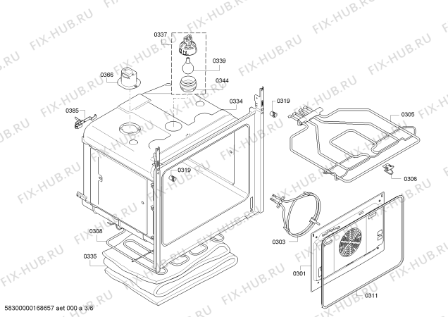 Взрыв-схема плиты (духовки) Bosch HBG33B560W - Схема узла 03