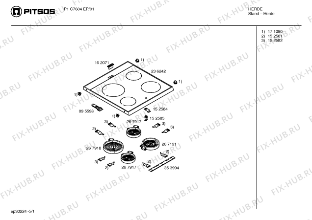 Схема №4 P1C7604EP с изображением Панель управления для духового шкафа Bosch 00362095