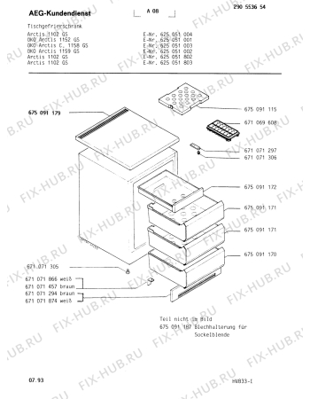 Взрыв-схема холодильника Aeg ARC1152 GS - Схема узла Housing 001