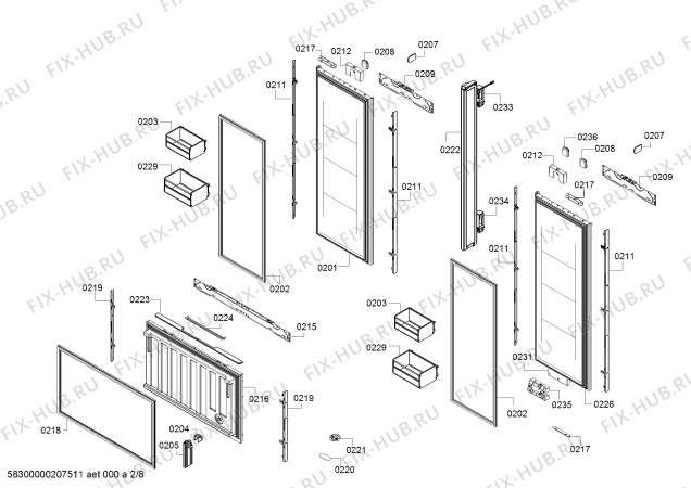 Схема №7 RY492504, Gaggenau с изображением Дверь для холодильника Bosch 00717505