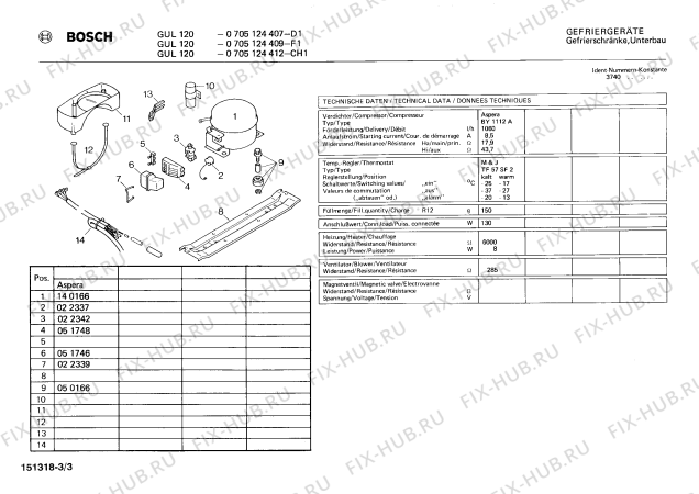 Взрыв-схема холодильника Bosch 0705124407 GUL120 - Схема узла 03