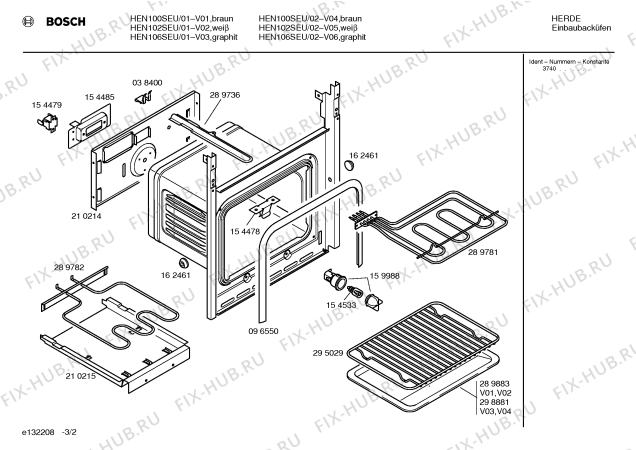 Схема №2 HEN100SEU с изображением Ручка переключателя для плиты (духовки) Bosch 00162032