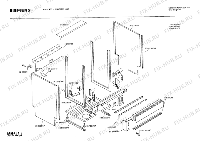 Взрыв-схема посудомоечной машины Siemens SN430355 - Схема узла 04