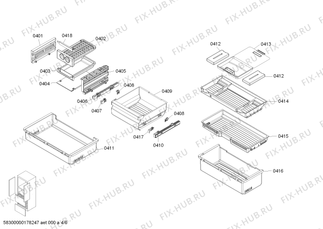 Схема №5 KMF40S50TI с изображением Выдвижной ящик для холодильника Bosch 00745831