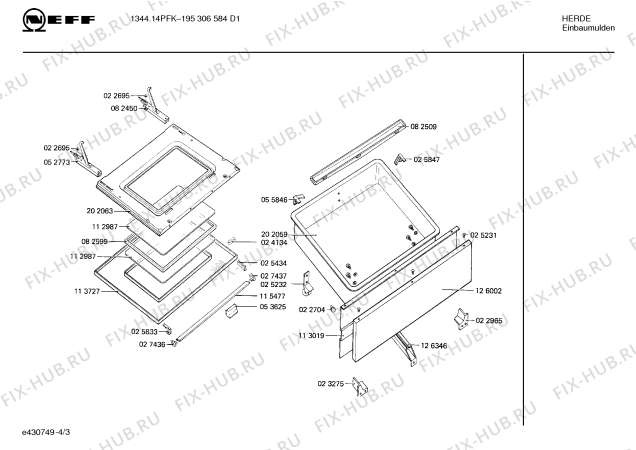 Взрыв-схема плиты (духовки) Neff 195306584 1344.14PFK - Схема узла 03