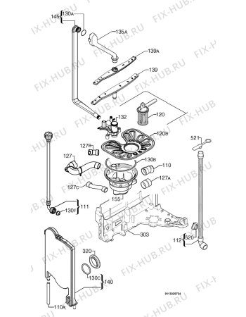 Взрыв-схема посудомоечной машины Zoppas PDF101 - Схема узла Hydraulic System 272