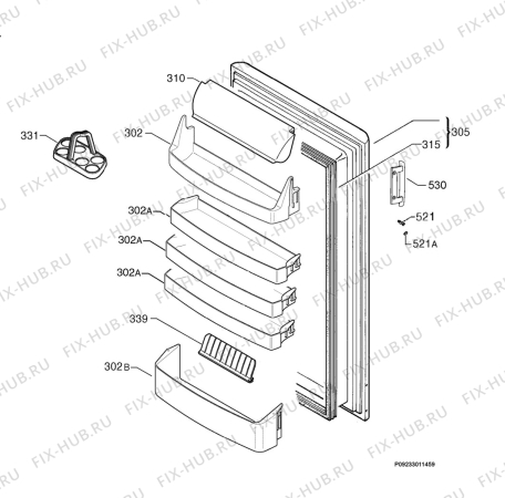 Взрыв-схема холодильника Electrolux ERC2526X - Схема узла Door 003