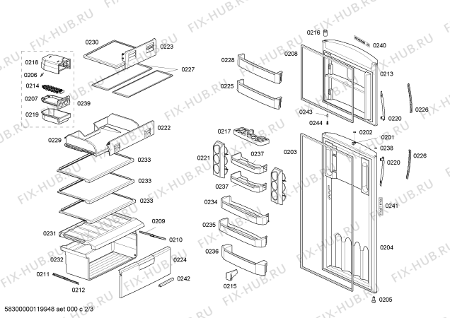 Взрыв-схема холодильника Bosch KDN42V01BR KDN42V 220V BRANCO - Схема узла 02