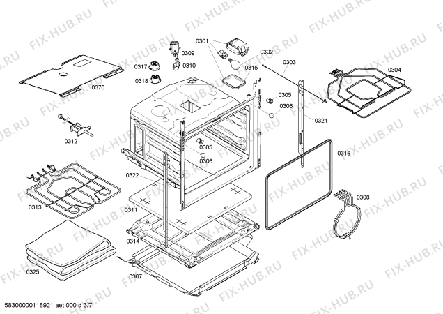 Взрыв-схема плиты (духовки) Bosch HLN658020F - Схема узла 03