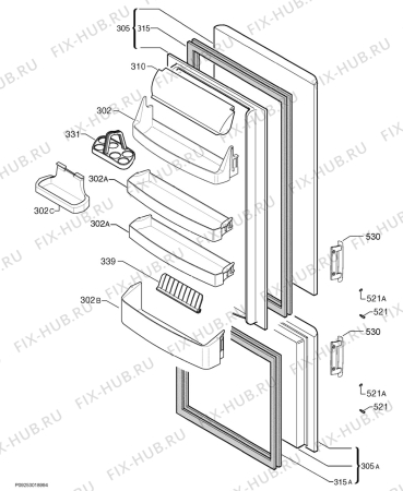 Взрыв-схема холодильника Electrolux ERB3226X - Схема узла Door 003