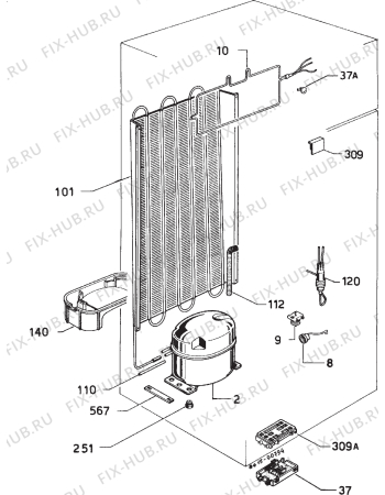 Взрыв-схема холодильника Seppelfricke K12 230/2T - Схема узла Cooling system 017
