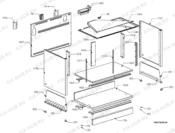 Взрыв-схема плиты (духовки) Electrolux EKM10720X - Схема узла Section 4