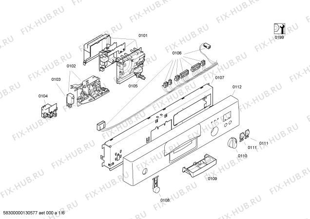 Схема №6 SGS56E32EU с изображением Панель управления для посудомоечной машины Bosch 00668036
