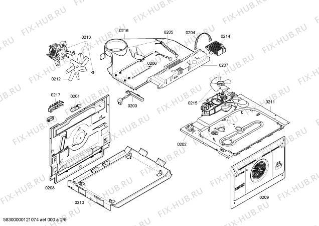 Взрыв-схема плиты (духовки) Bosch HBN370651E - Схема узла 02