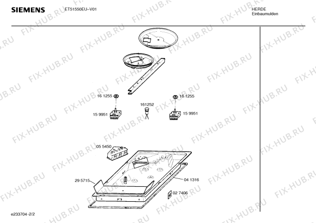 Взрыв-схема плиты (духовки) Siemens ET51550EU - Схема узла 02