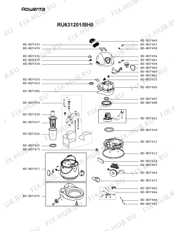 Схема №2 RU631201/BH0 с изображением Всякое для мини-пылесоса Rowenta RS-RU7477