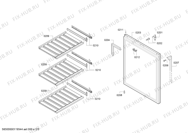 Взрыв-схема холодильника Gaggenau RW404760 - Схема узла 02