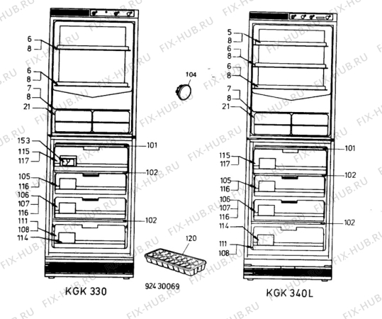 Взрыв-схема холодильника Zanker KGK330 - Схема узла C10 Interior